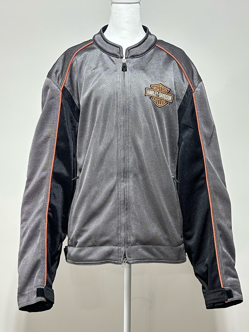 Harley-Davidson Mesh Armored Riding Jacket XL Gray Black Orange CE Armor